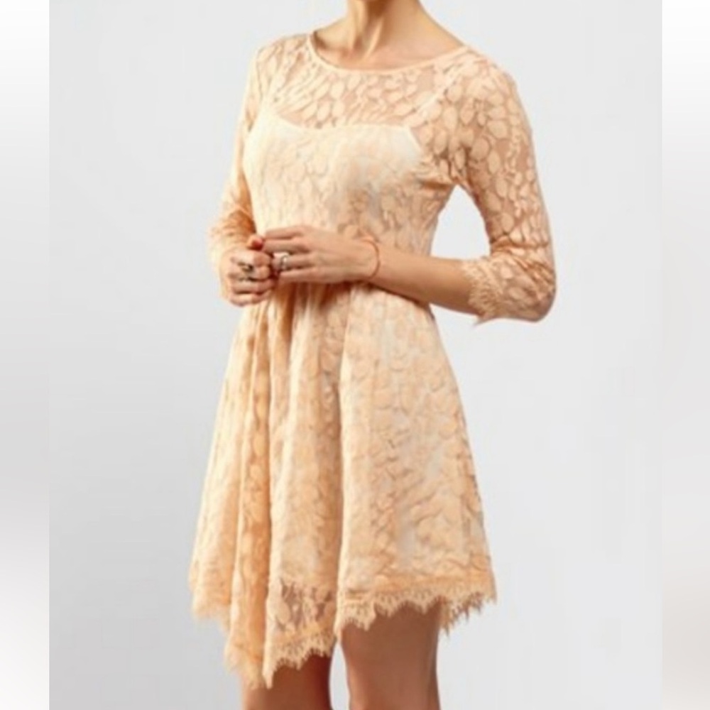 Free People light peach color lace dress